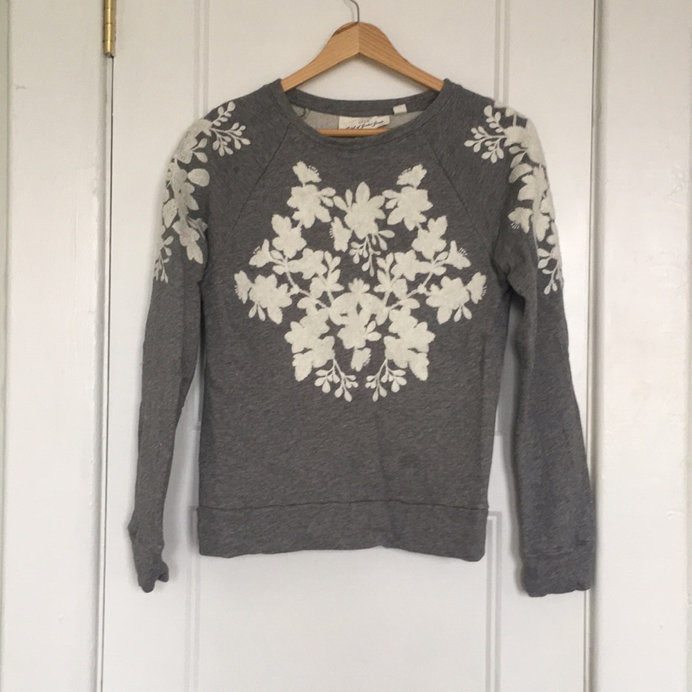 H&M grey floral sweatshirt.  Size x-small